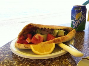 Souvlaki in pitta bread