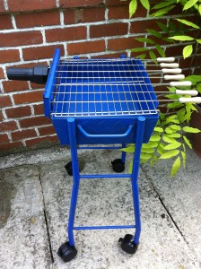 Mini Cyprus Souvlaki Patio BBQ Grill Set with Motor Mini Cyprus Souvlaki Blue Patio BBQ Grill Set with Motor